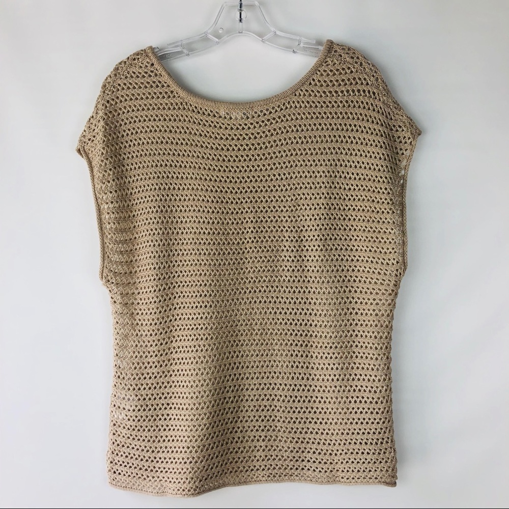 Ny&C Beige Open Knit Minimalistic Boho Tank Top - image 6